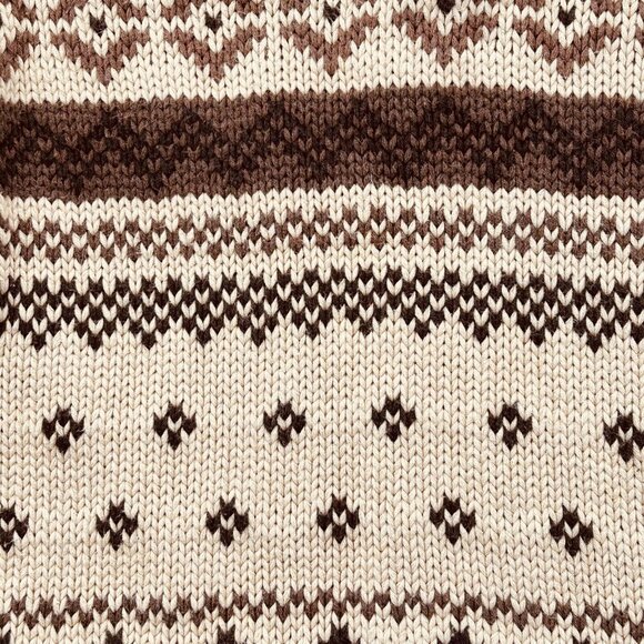 Ralph Lauren Petite Fair Isle Print Half Zip Sweater Size S Beige Brown Cotton - Picture 7 of 11